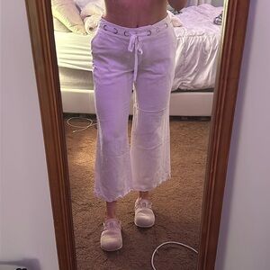 Trendy White Linen Wide Leg pants Sz 8